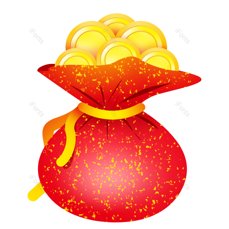 金币图片,袋子元素,年货节PNG,红包免抠素材